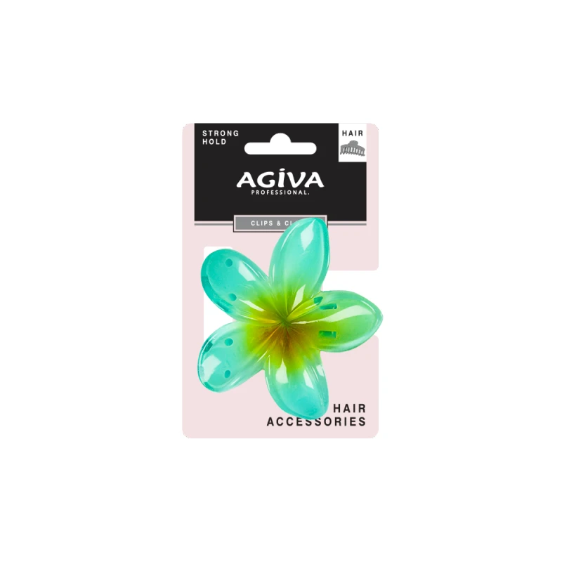 Шнола за коса Agiva Professional, 4 см, Синьо цвете