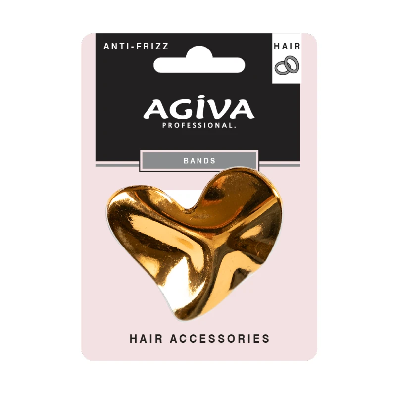 Ластик за коса Agiva Professional, Златно сърце, 5 см