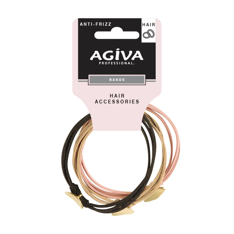 Ластици за коса Agiva Professional, Златни елементи, 6 см, 3 бр