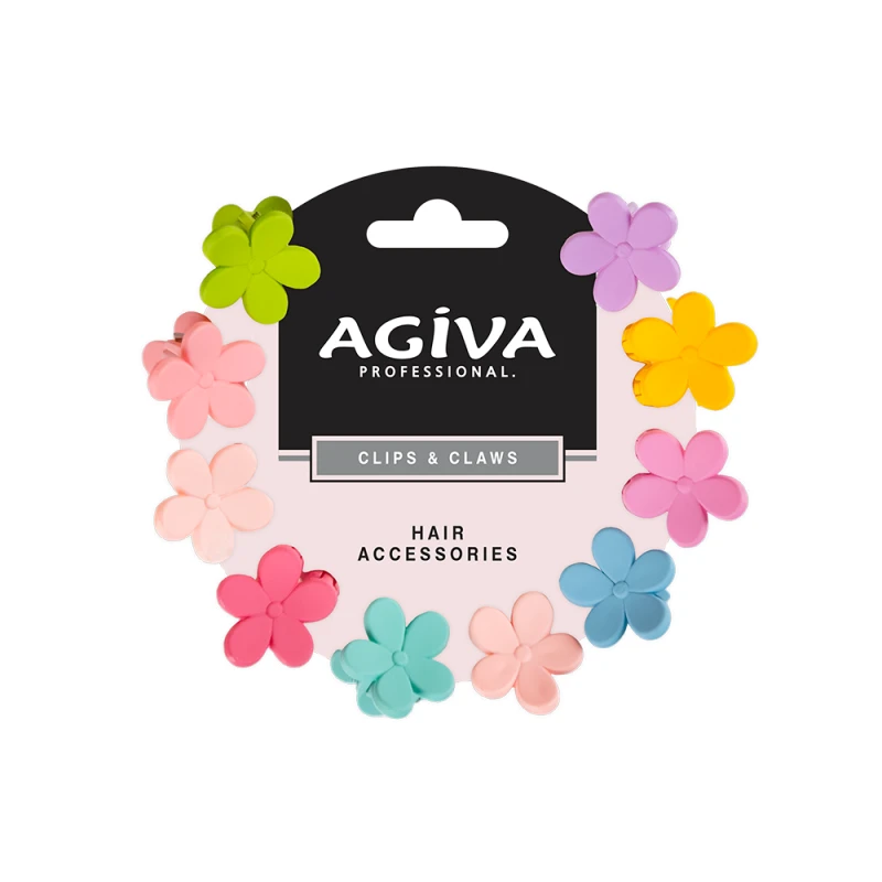 Мини щипка за коса Agiva Professional, 2 см, 10 бр, Цветни