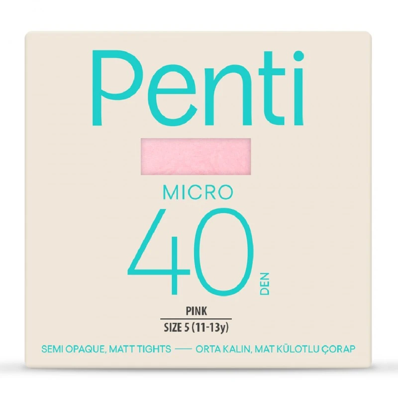 Детски чорапогащник Penti Pretty Micro 40, 40 Ден, 11-13год., Размер 5, Розов