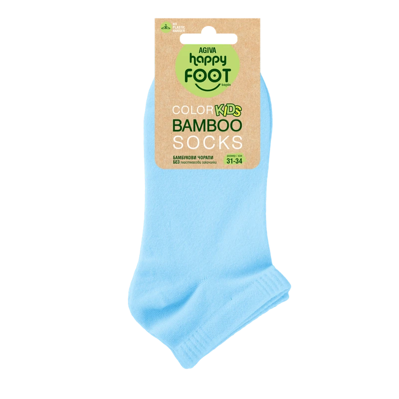 Детски бамбукови къси чорапи Agiva Happy Foottopia KIDS, 31-34, Сини