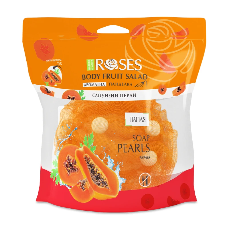 Ароматна панделка за баня със сапунени перли Nature of Agiva Roses, Fruit Salad, Папая