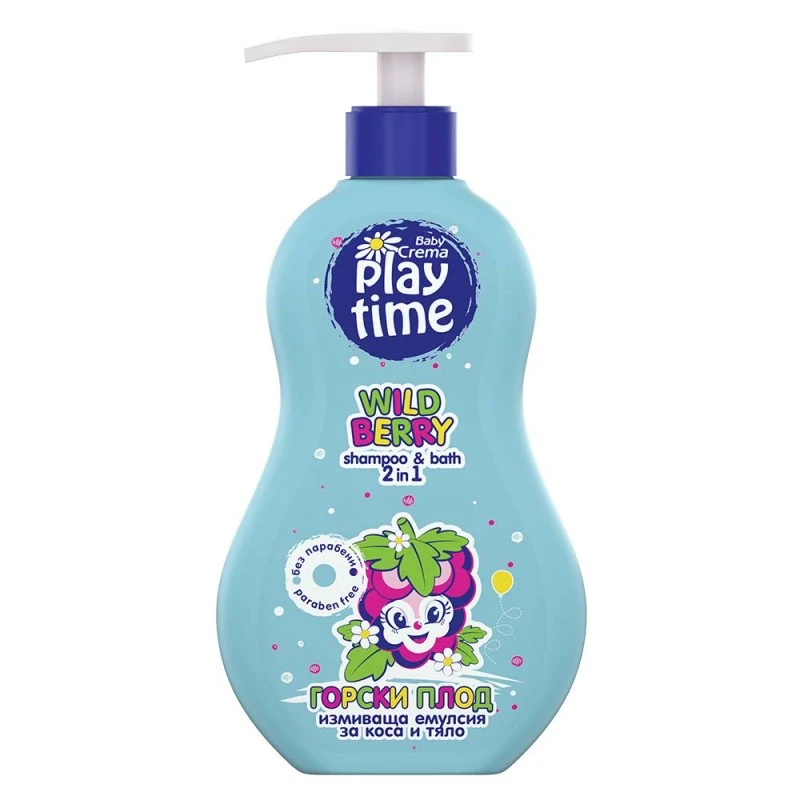 Детска измиваща емулсия 2в1 Baby Crema Play Time, За коса и тяло, Горски плодове, 400 мл 