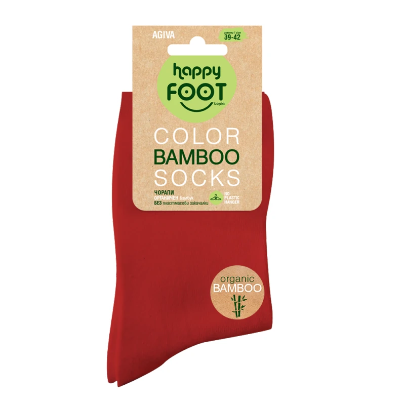 Дамски чорапи Agiva Happy Foottopia, С бамбукови нишки, Червен, 39-42 размер
