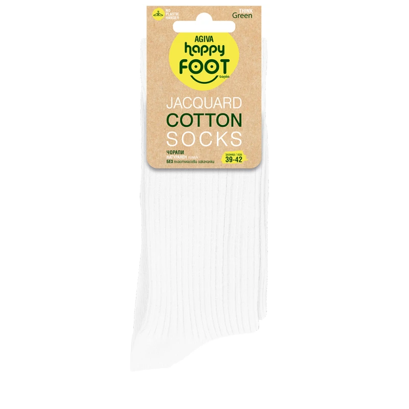 Дамски чорапи Agiva Happy Foottopia, Памук Жакард, Бял, 39-42 размер