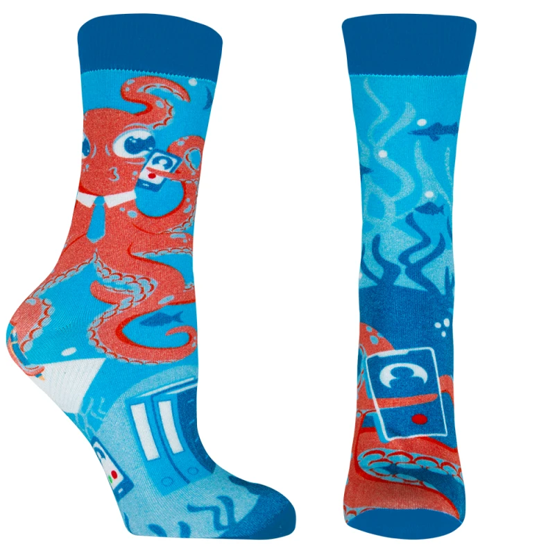 Дамски чорапи Agiva Happy Foottopia, С принт, Октопод, Син, Бамбук, 35-38 размер