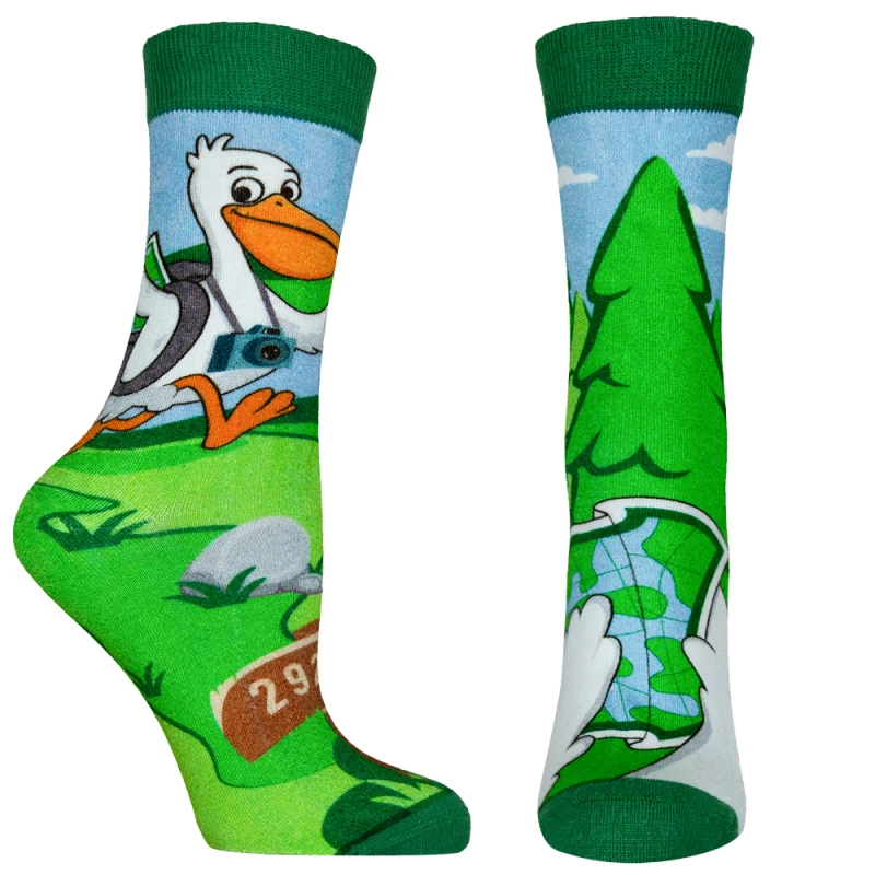 Мъжки чорапи Agiva Happy Foottopia, С принт, Пеликан, Зелен, Бамбук, 43-46 размер