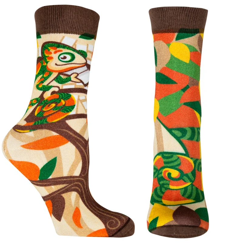 Дамски чорапи Agiva Happy Foottopia, С принт, Хамелеон, Кафяв, Бамбук, 35-38 размер