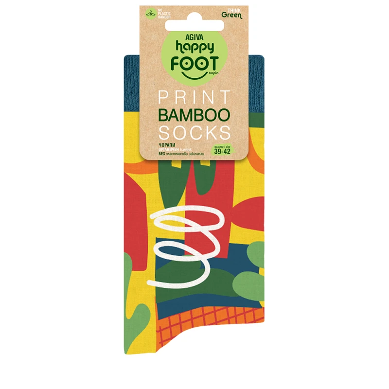 Дамски чорапи Agiva Happy Foottopia, С принт, Мексико, Син, Бамбук, 39-42 размер