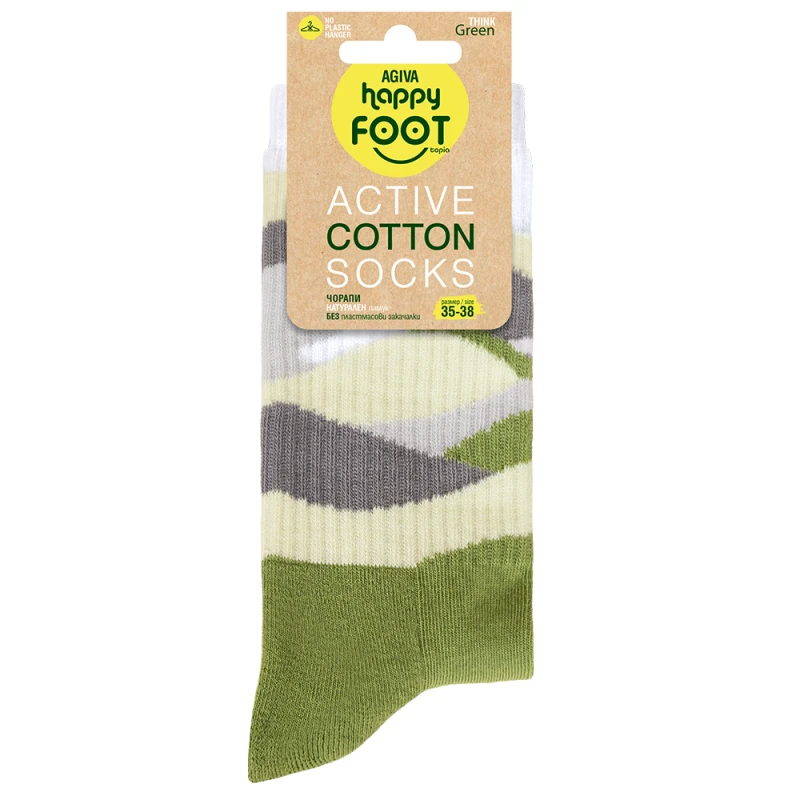 Дамски чорапи Agiva Happy Foottopia, Active, Памук, Зелен, 35-38 размер