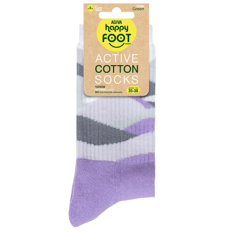 Дамски чорапи Agiva Happy Foottopia, Active, Памук, Лилав, 35-38 размер