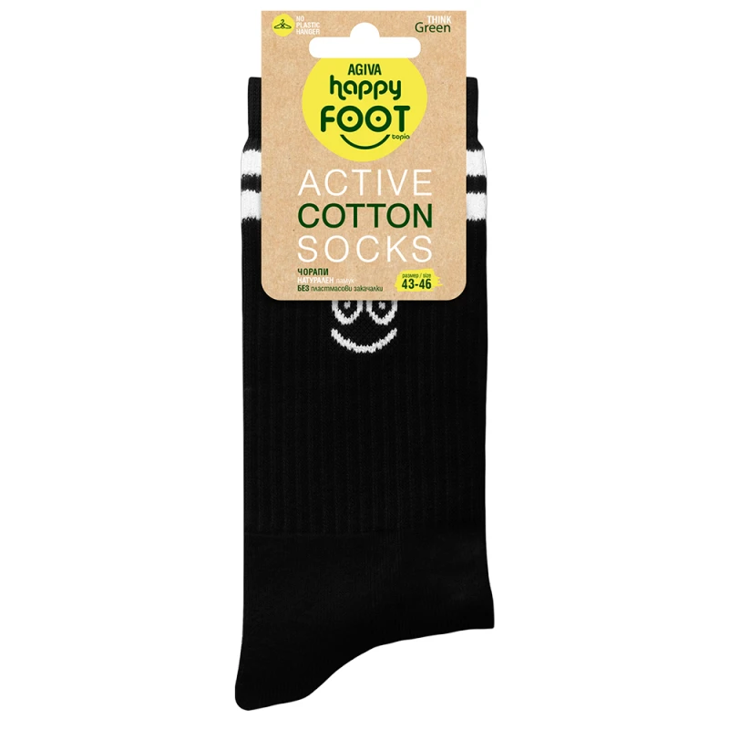 Мъжки чорапи Agiva Happy Foottopia, Active, Памук, Черен, 43-46 размер