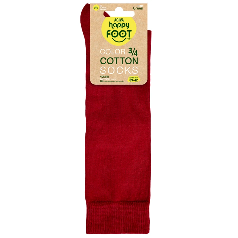 Дамски чорапи Agiva Happy Foottopia, 3/4, Памук, Червен, 39-42 размер