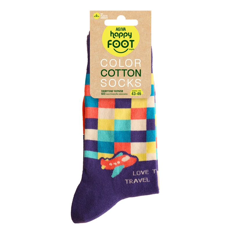 Мъжки чорапи Agiva Happy Foottopia, Памук, Сини, 43-46 размер