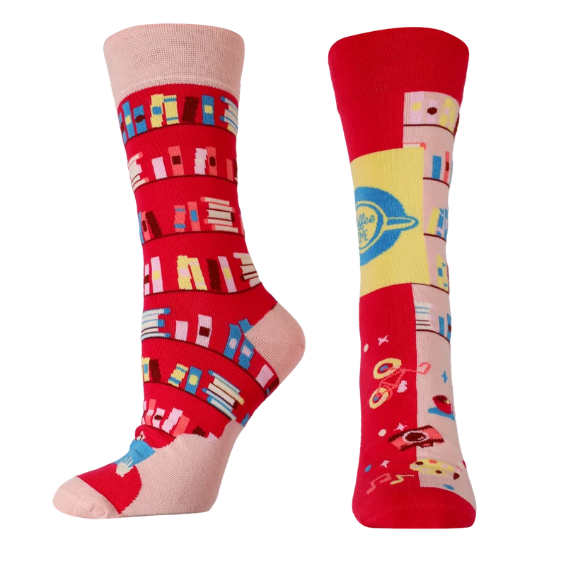Мъжки чорапи Agiva Happy Foottopia, Памук, Книга, Червени, 43-46 размер