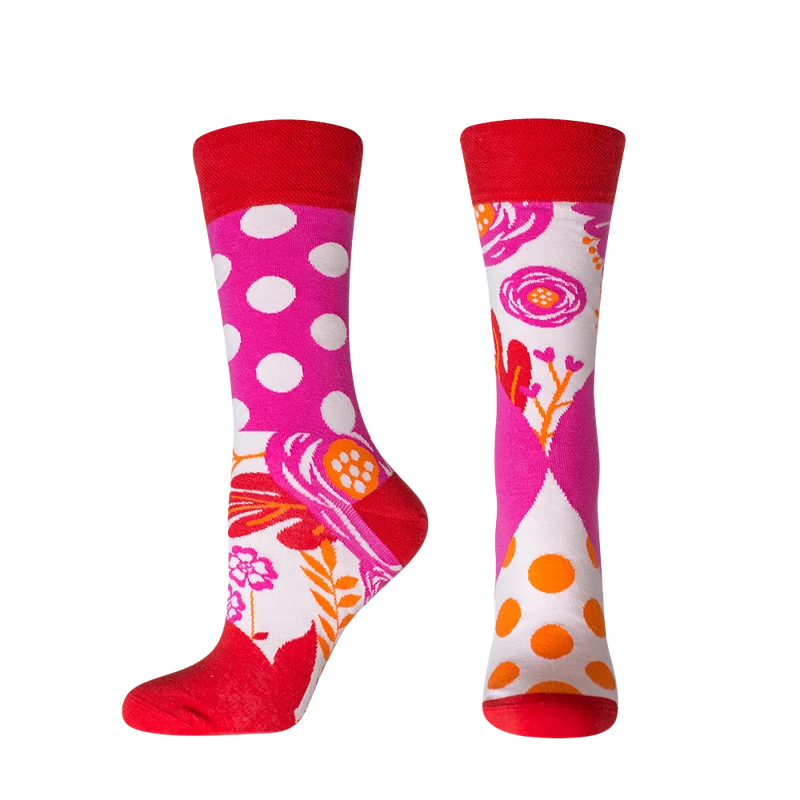 Мъжки чорапи Agiva Happy Foottopia, Памук, Цветя, Червени, 43-46 размер