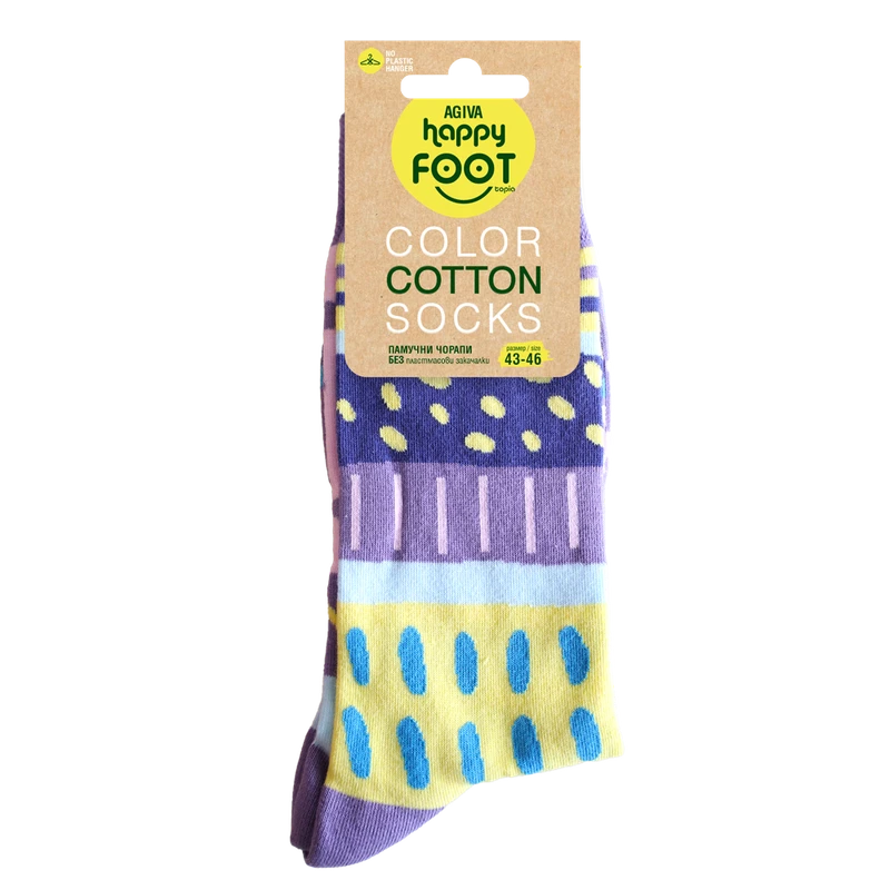 Мъжки чорапи Agiva Happy Foottopia, Памук, Лилави точки и линии, 43-46 размер