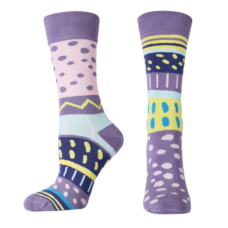 Мъжки чорапи Agiva Happy Foottopia, Памук, Лилави точки и линии, 43-46 размер