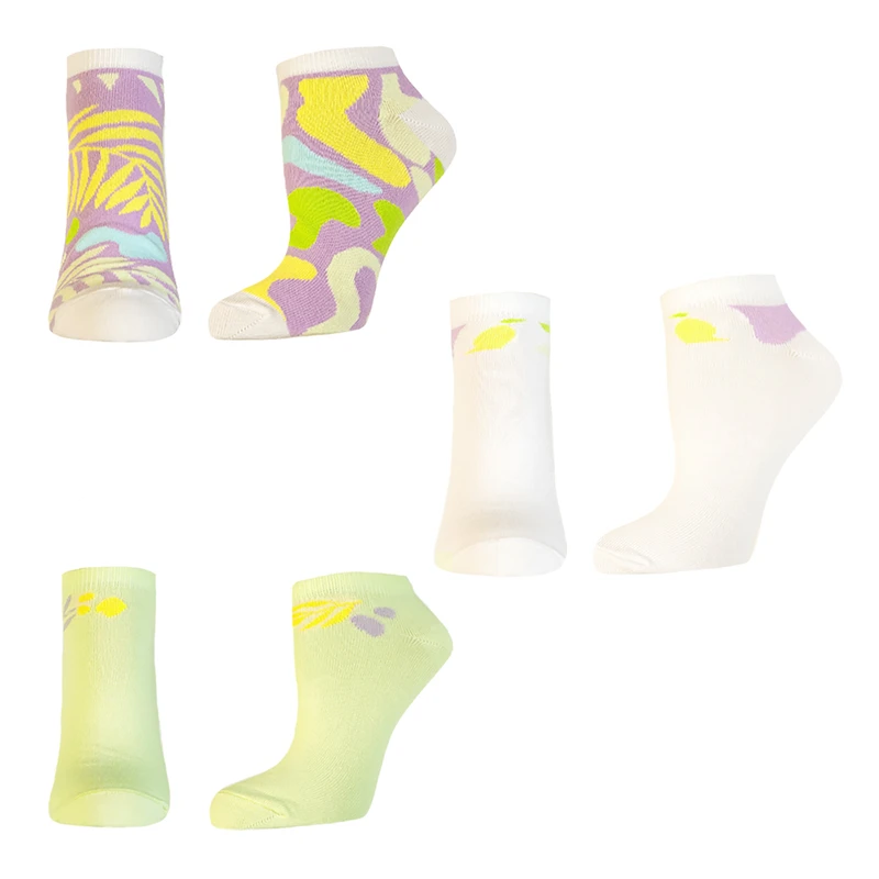 Комплект дамски памучни чорапи Agiva Happy Foottopia, Лилави вълни, 36-38, 3бр