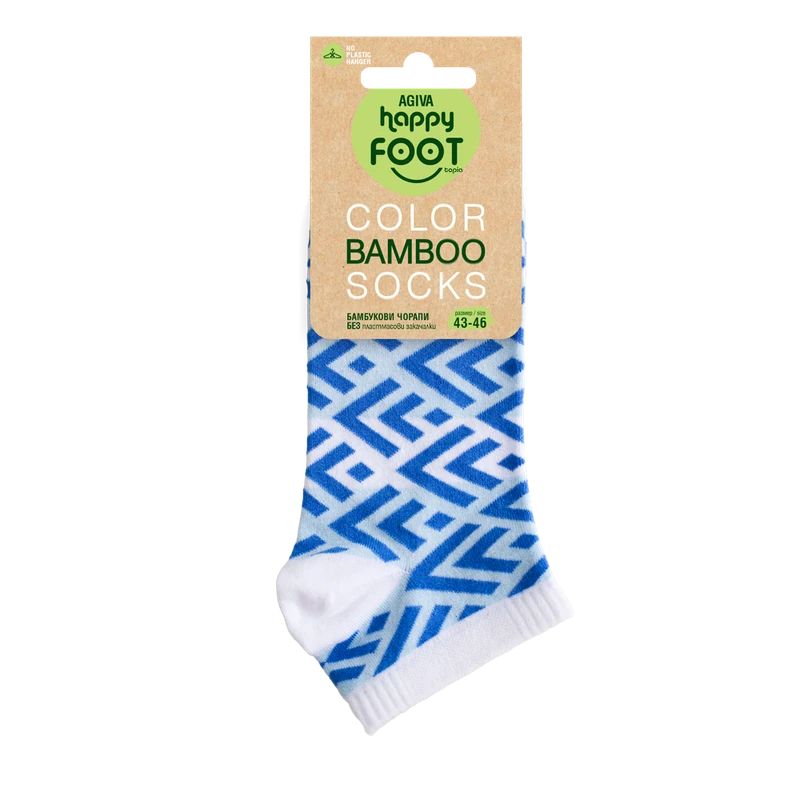 Къси мъжки чорапи от бамбук Agiva Happy Foottopia, Сини елементи, 43-46