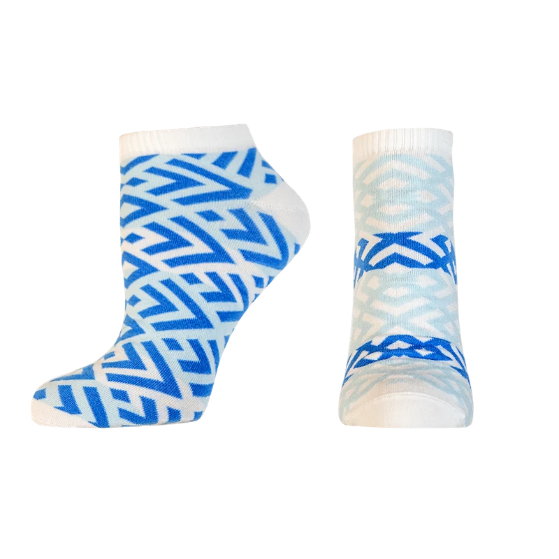 Къси мъжки чорапи от бамбук Agiva Happy Foottopia, Сини елементи, 43-46