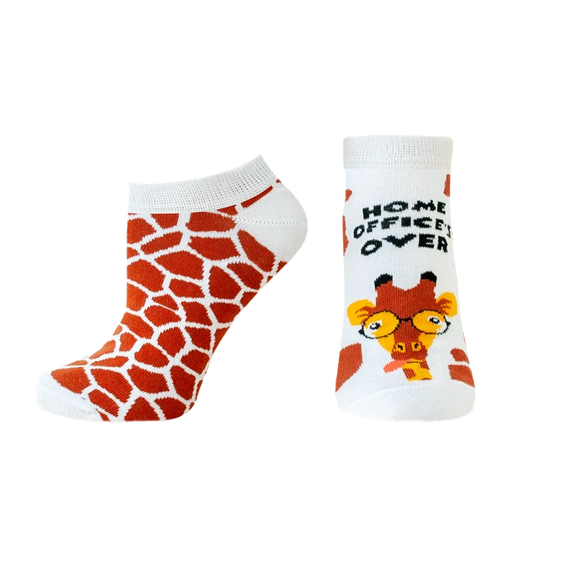 Мъжки чорапи с къс конч от пениран памук Agiva Happy Foottopia, Графичен дизайн, Жираф, 43-46