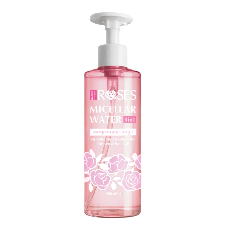 Мицеларна вода с помпа Nature of Agiva Roses, Розова вода, 200 мл