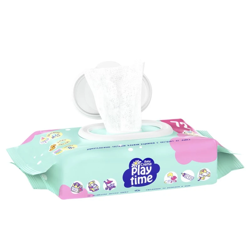 Мокри кърпички Baby Crema Play Time, Бисквитка, 72 бр