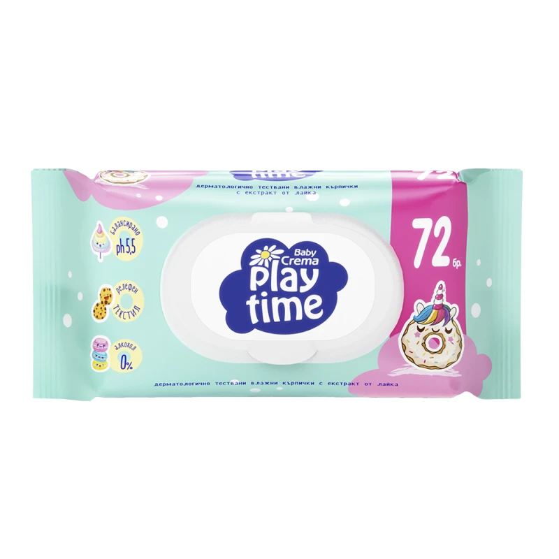 Мокри кърпички Baby Crema Play Time, Бисквитка, 72 бр