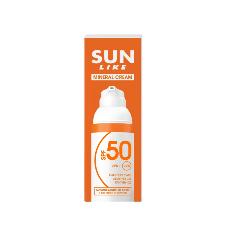 Слънцезащитен минерален крем лице Sun Like, SPF50, 50 мл