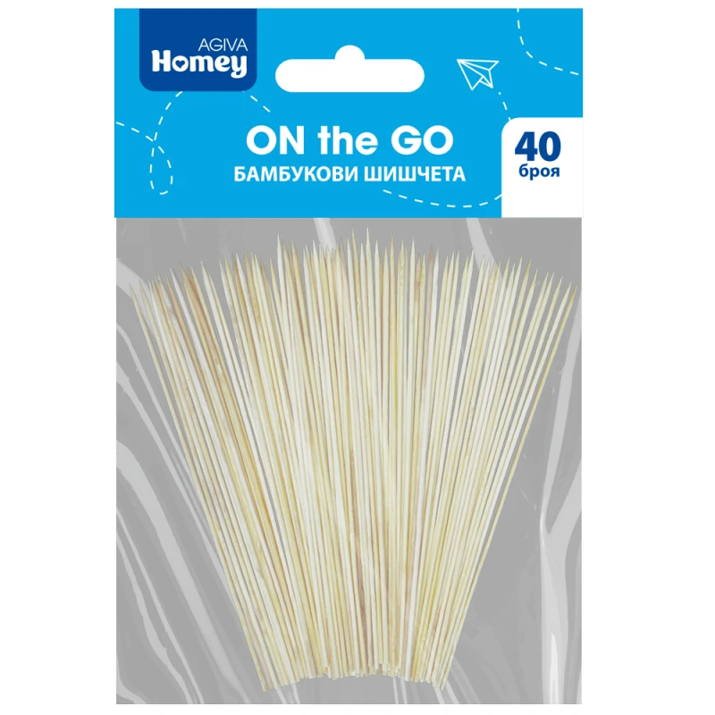 Дървени шишчета Agiva Homey, Бамбук, 40 см, 40 бр