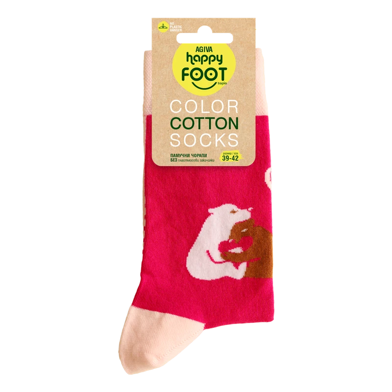 Дамски чорапи Agiva Happy Foottopia, Мечета, Памук, Розови, 39-42 размер