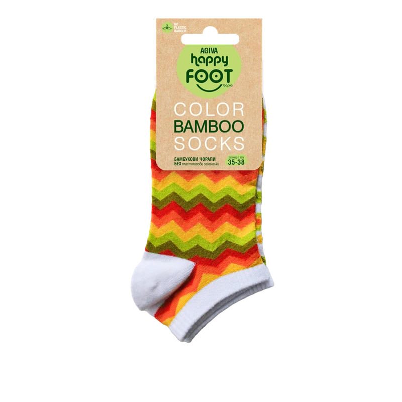 Дамски чорапи за маратонки Agiva Happy Foottopia, От бамбук, С графичен дизайн, 35-38, Цветя