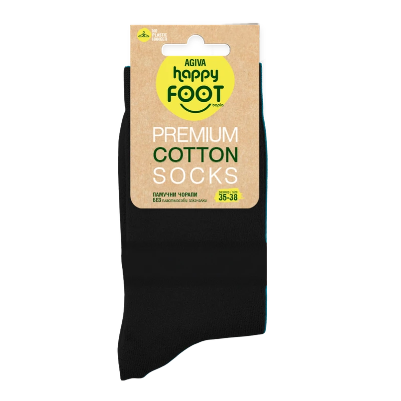 Дамски чорапи Agiva Happy Foottopia, Памук, Черен, 35-38 размер