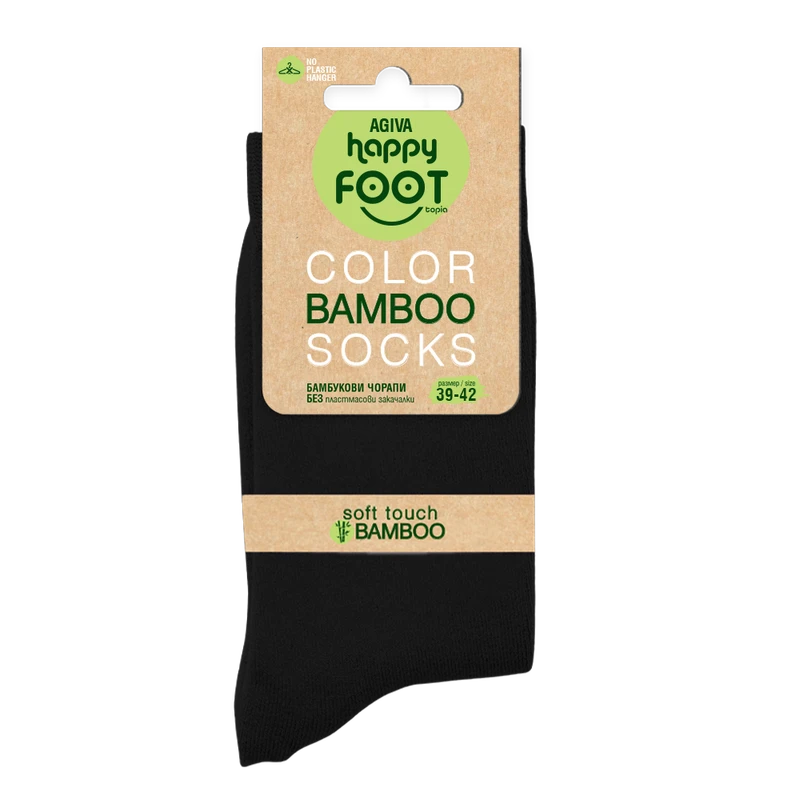 Дамски чорапи Agiva Happy Foottopia, С бамбукови нишки, Черни, 39-42