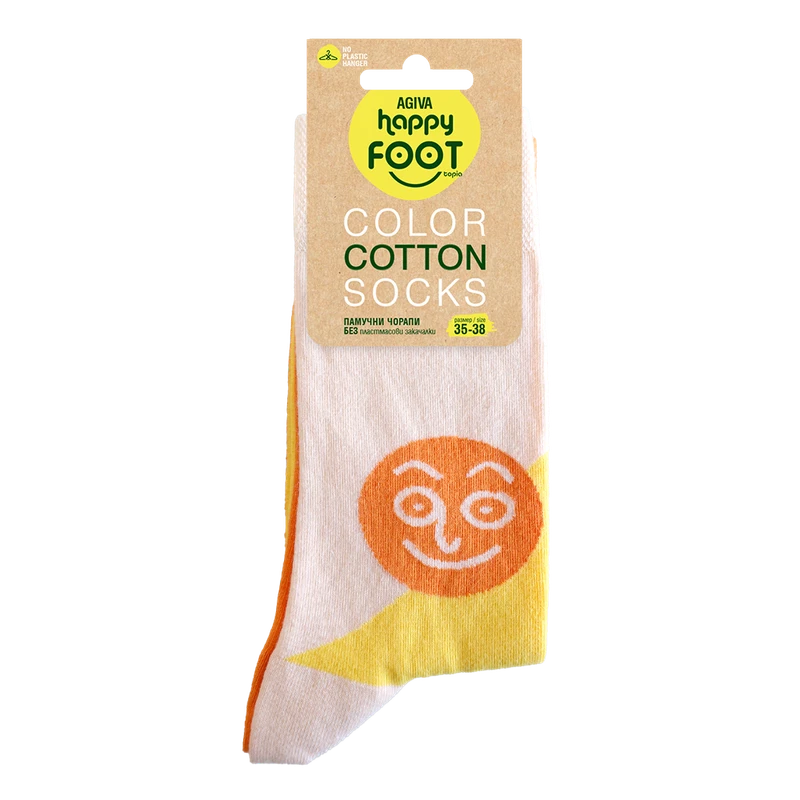 Дамски чорапи Agiva Happy Foottopia, Памук, Лице, Жълти, 35-38 размер