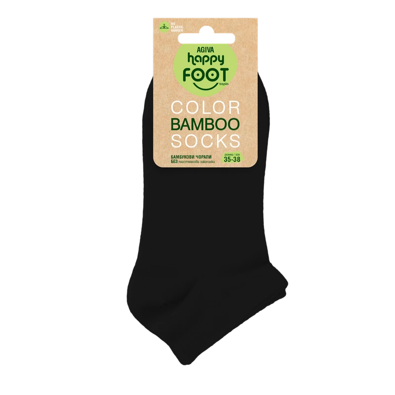 Дамски чорапи Agiva Happy Foottopia, Къс конч, Бамбук, Черен, 35-38 размер