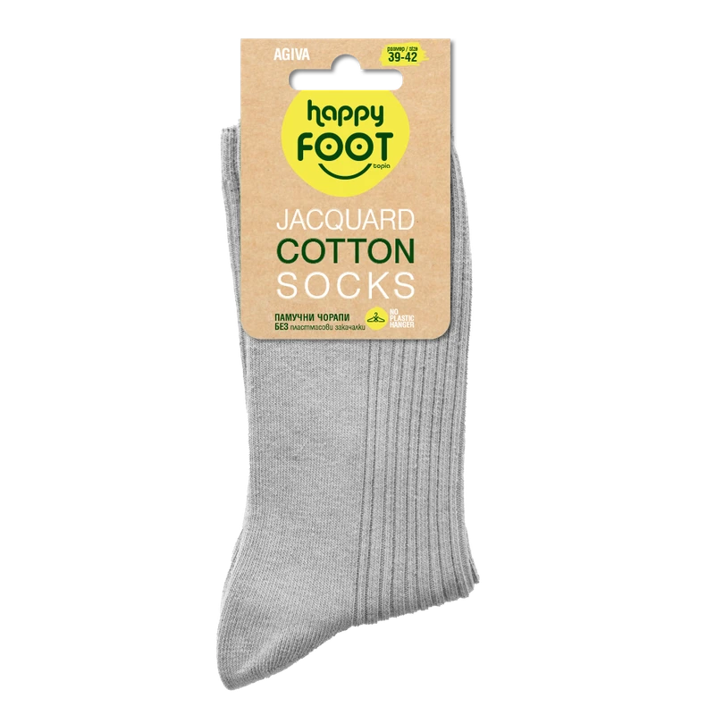 Дамски чорапи Agiva Happy Foottopia, Памук Жакард, Сив, 39-42 размер