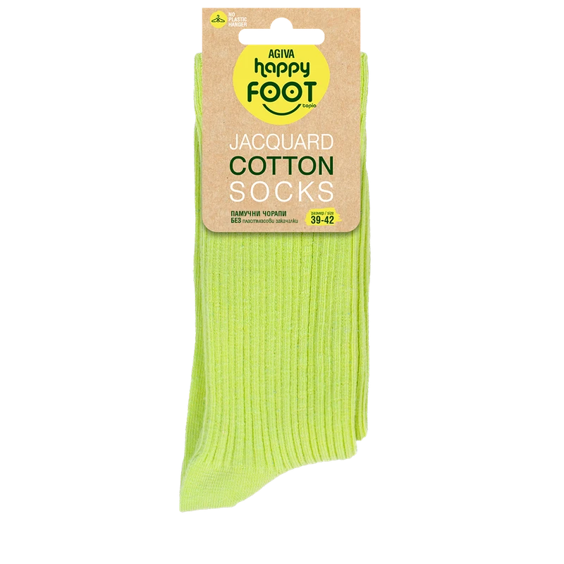 Дамски чорапи Agiva Happy Foottopia, Памук Жакард, Светлозелени, 39-42 размер