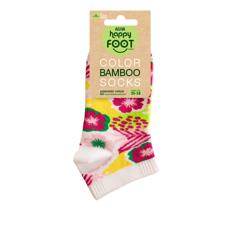 Къси дамски чорапи от бамбук Agiva Happy Foottopia, Цветя. 35-38