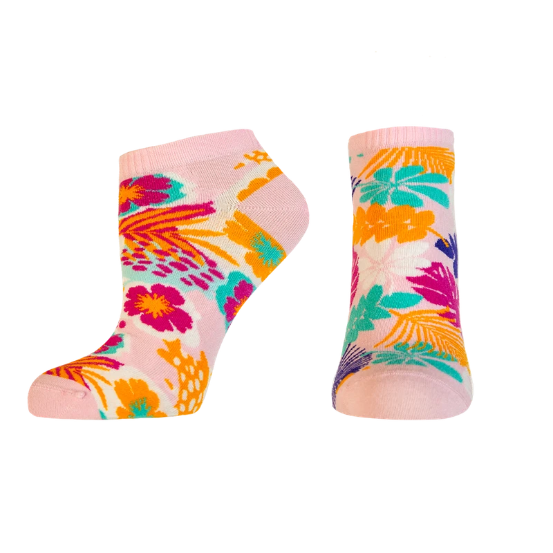 Къси дамски чорапи от бамбук Agiva Happy Foottopia, Розови цветя, 39-42