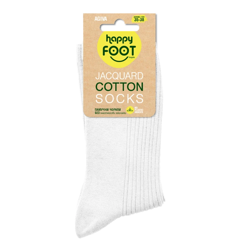Дамски чорапи Agiva Happy Foottopia, Памук Жакард, Бял, 35-38 размер