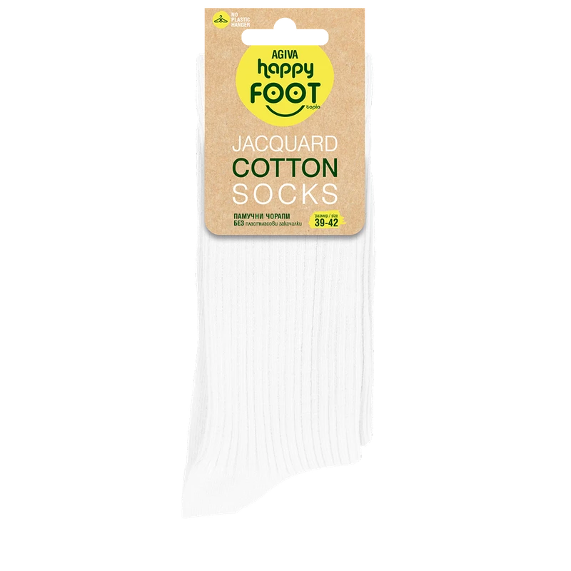 Дамски чорапи Agiva Happy Foottopia, Памук Жакард, Бял, 39-42 размер