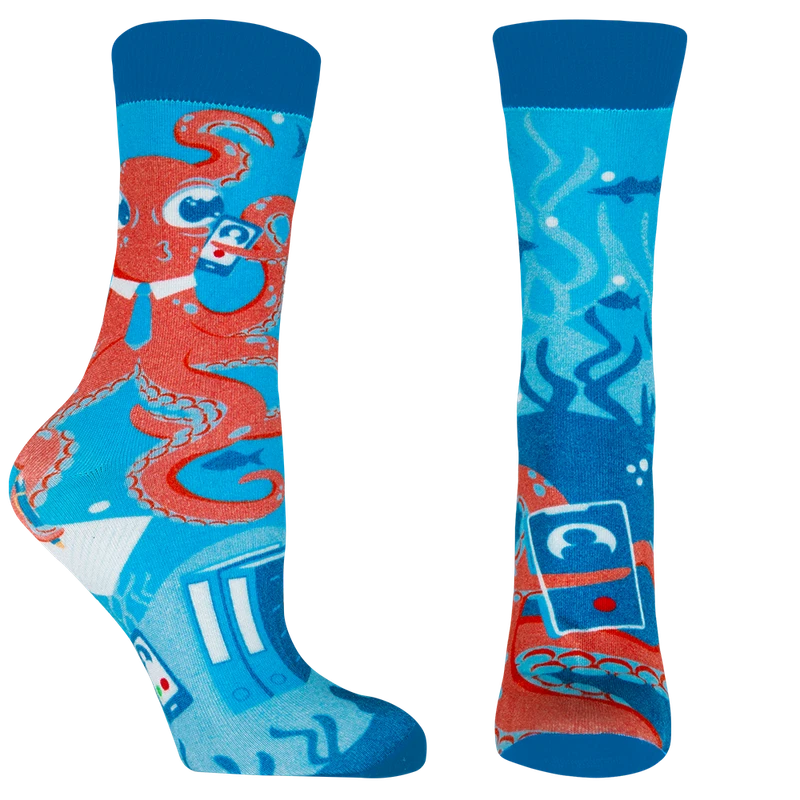 Дамски чорапи Agiva Happy Foottopia, С принт, Октопод, Син, Бамбук, 35-38 размер