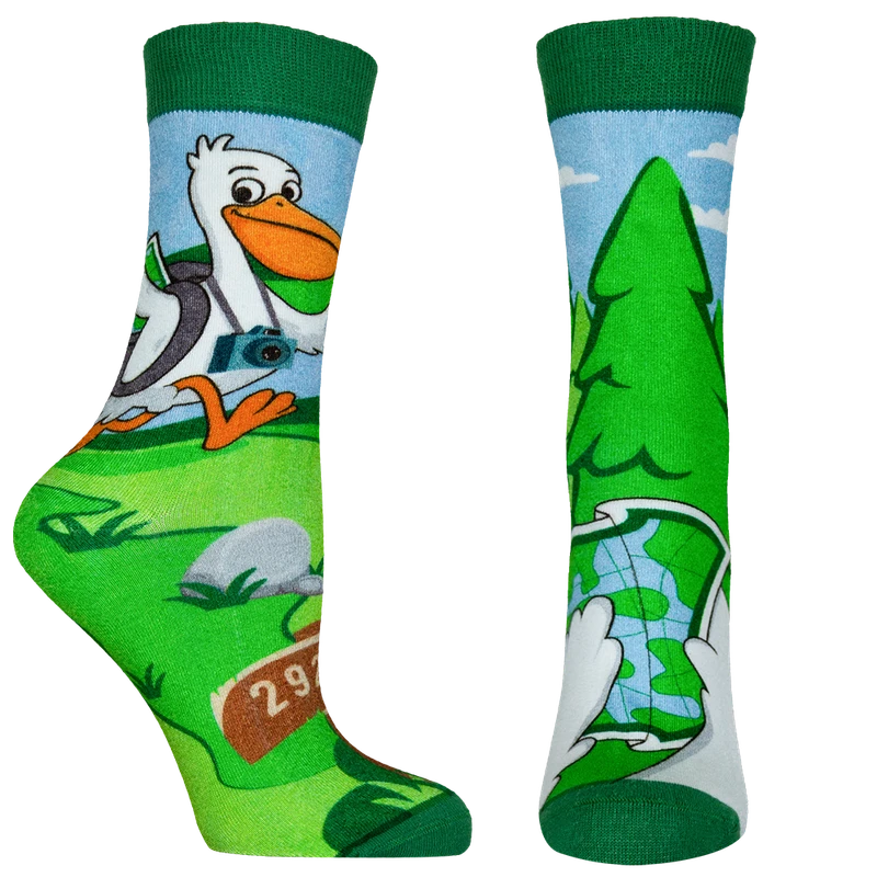 Дамски чорапи Agiva Happy Foottopia, С принт, Пеликан, Зелен, Бамбук, 35-38 размер