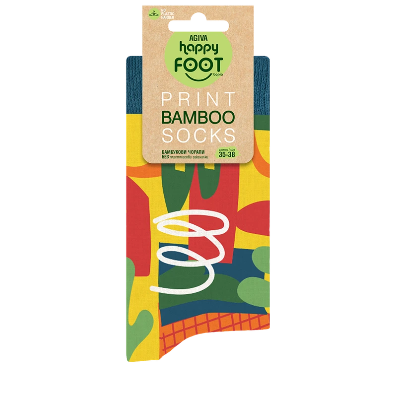 Дамски чорапи Agiva Happy Foottopia, С принт, Мексико, Син, Бамбук, 35-38 размер