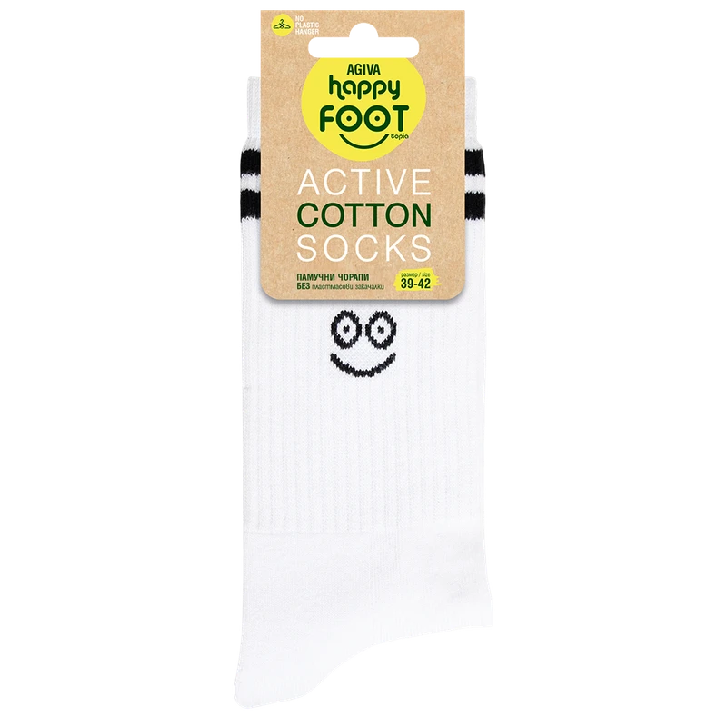 Дамски чорапи Agiva Happy Foottopia, Active, Памук, Бял, 39-42 размер