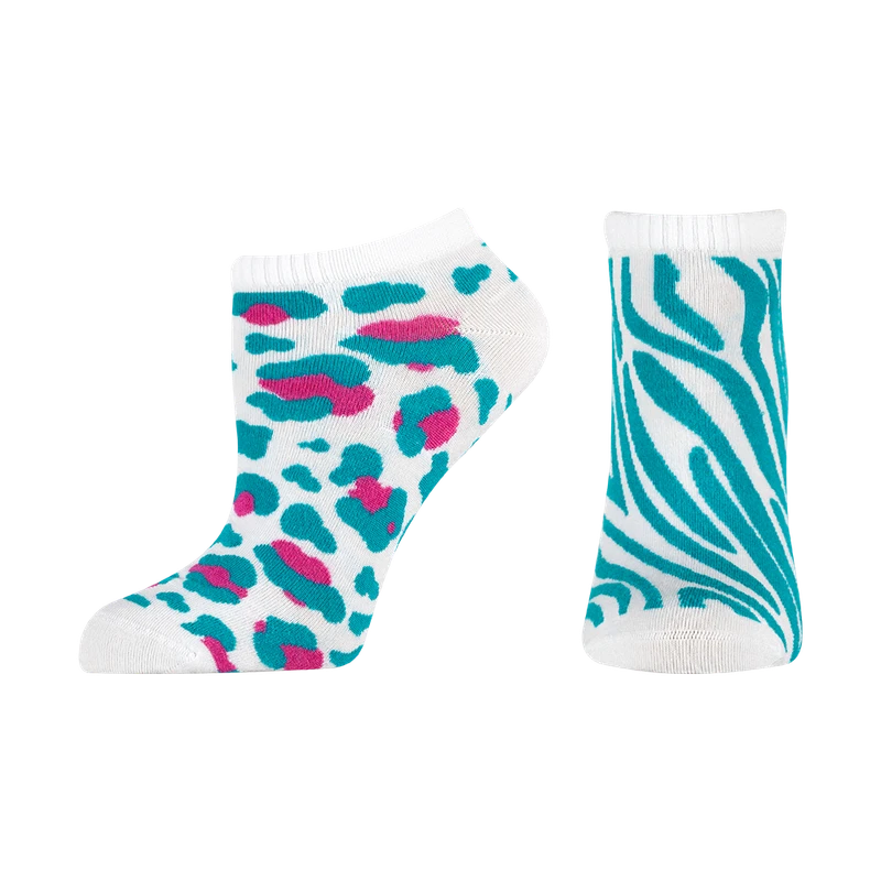 Къси дамски чорапи от бамбук Agiva Happy Foottopia, Леопард, Зелен, 39-42