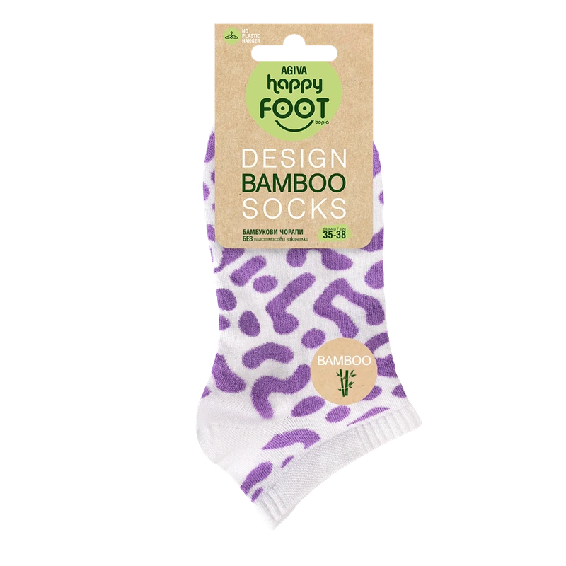 Къси дамски чорапи от бамбук Agiva Happy Foottopia, Лабиринт, Лилав, 35-38